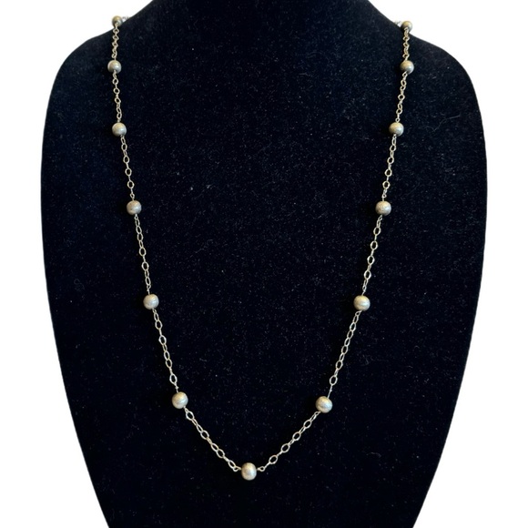 Vintage Gold Beaded Cable Link Chain Chain Necklace 14kt Gold Filled - Picture 1 of 16